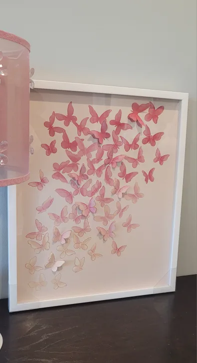 3 Items. Butterly Art, Lamp and small shelf. image indicator(4)