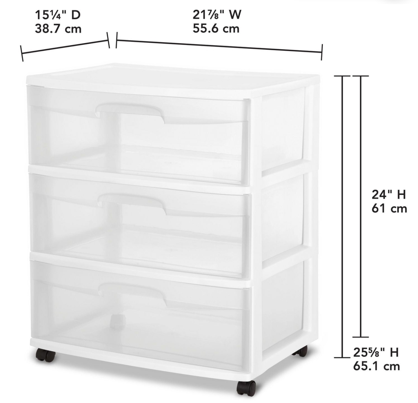 Sterilite Wide 3 Drawer White Cart – Like New