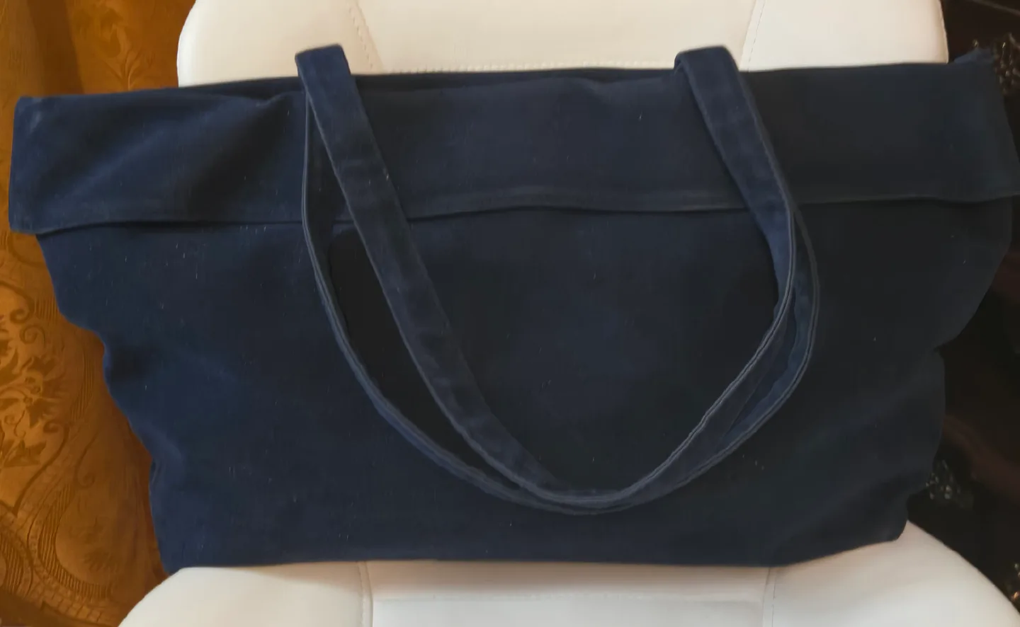 KARL LAGERFELD Paris Parfums Navy Blue Suede Tote Bag