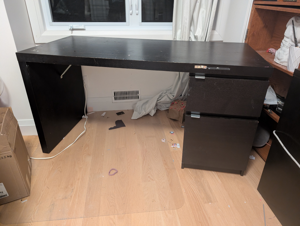 Black Ikea Malm Desk with Drawers