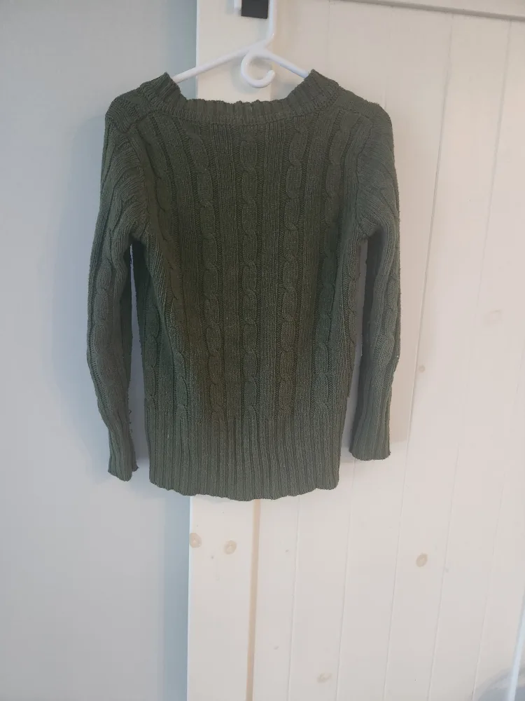 Olive Green Cable Knit Sweater image indicator(2)