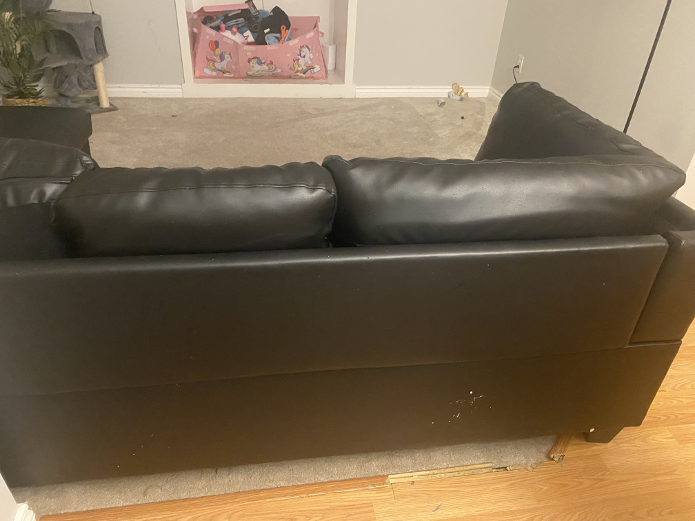 Black Leather Sectional Sofa - photo 4