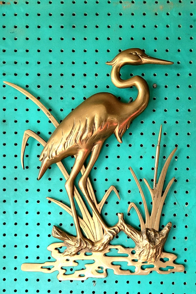 Brass Heron Wall Art