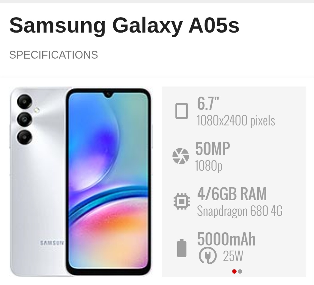 Samsung Galaxy A05s - 6.7" Display, 6GB RAM - photo 2