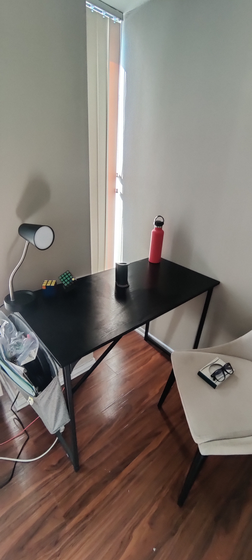 Desk, Lamp, Chair