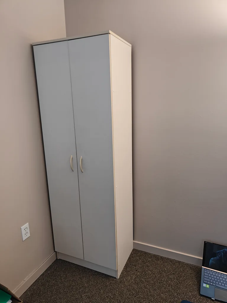 Tall White Storage Cabinet with Shelves image indicator(7)