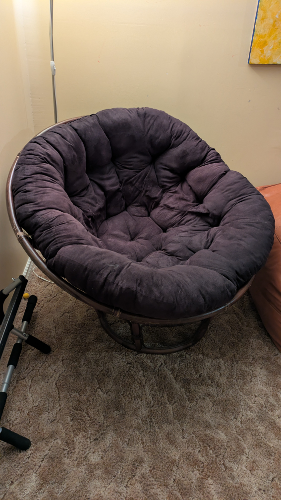 Papasan Chair - Brown Frame, Navy Cushion