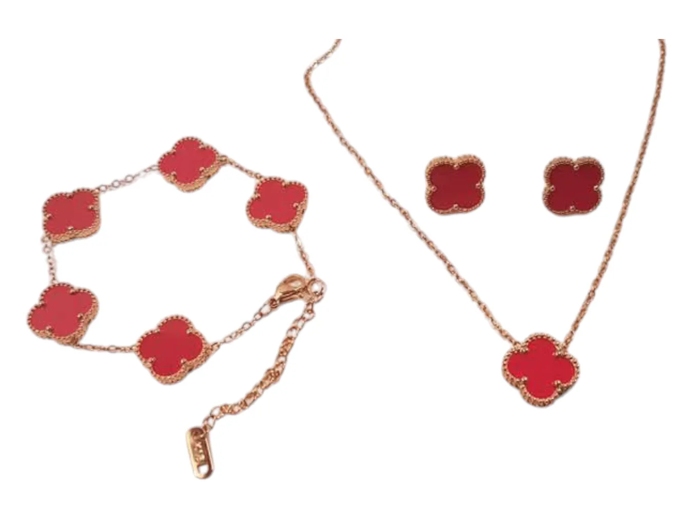 Red Four Leaf Jewelry Set thumbnail