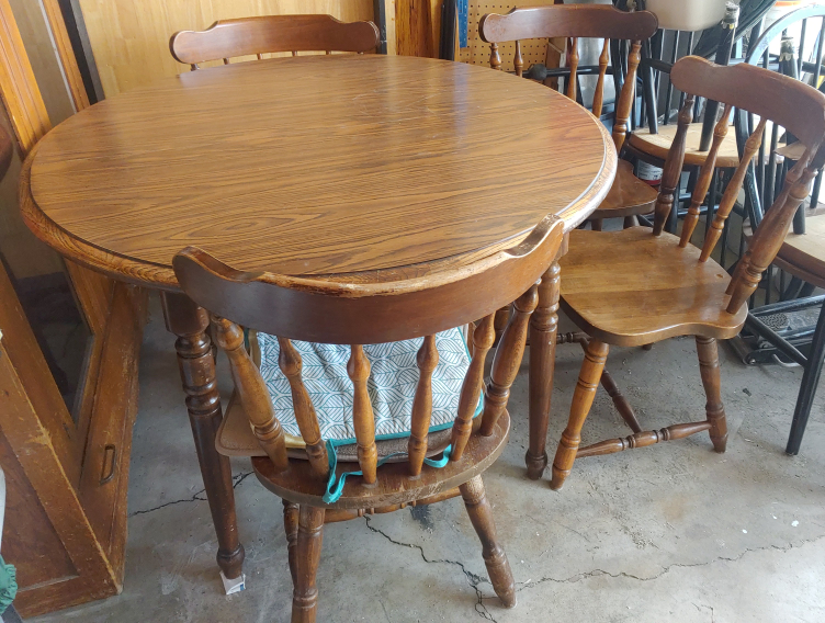 Round Wooden Dining Table with 4 Chairs - photo 2