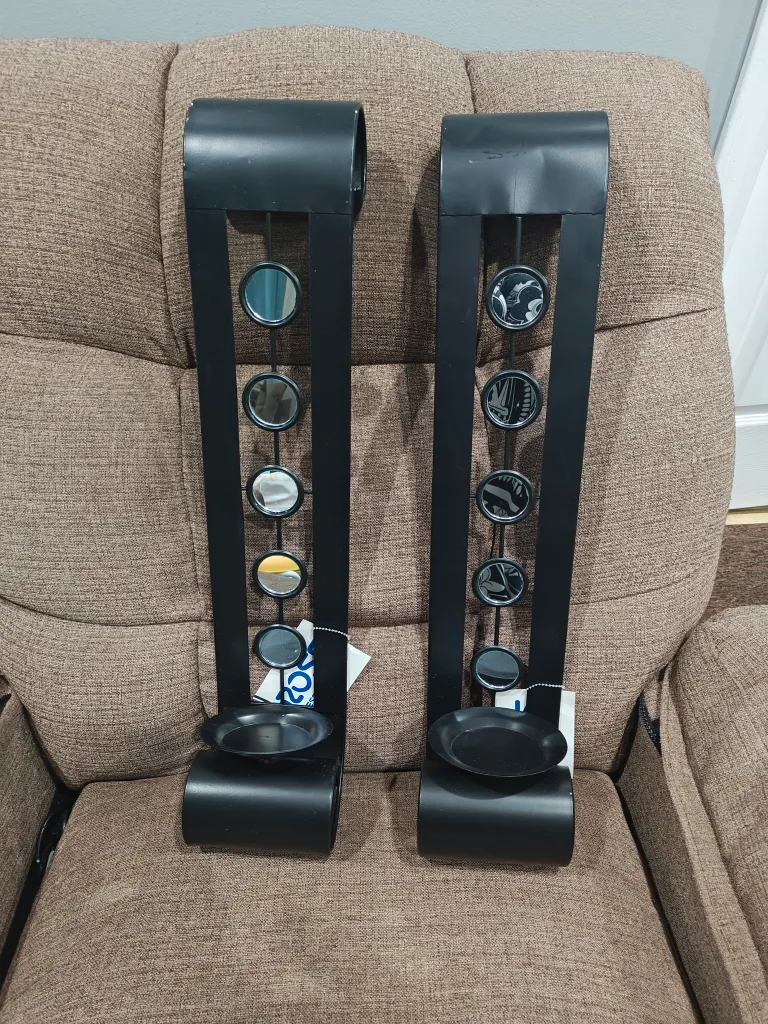 Set of 2 Black Metal Candle Holders thumbnail