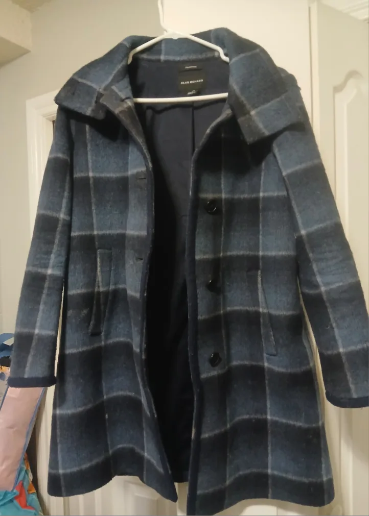 Club Monaco Wool Plaid Coat - Size S thumbnail