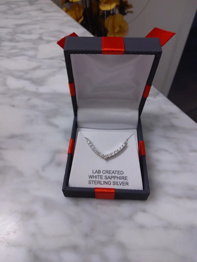 Lab Created White Sapphire Sterling Silver Necklace thumbnail