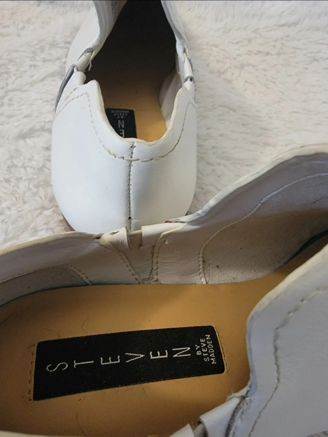 Steven Madden White Leather Booties Size 9 image indicator(3)