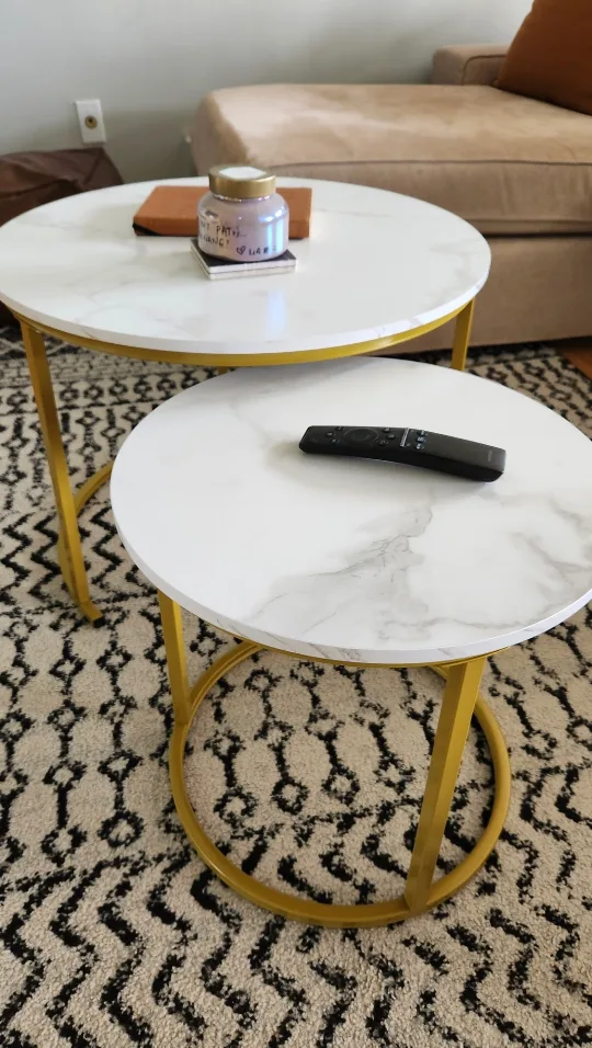 Faux Marble-Finish Coffee Tables set (2 new pcs) thumbnail