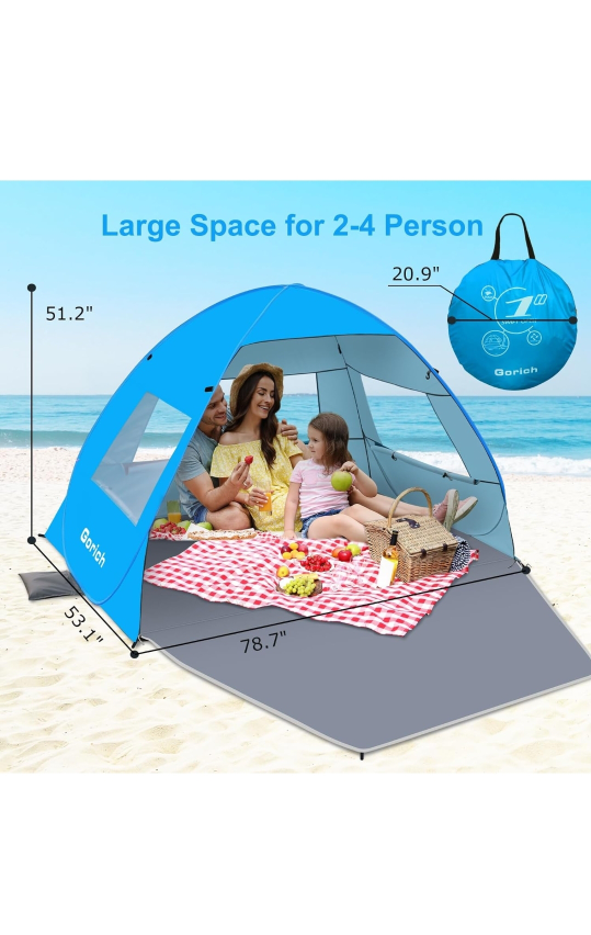 New Gorich Easy Pop Up Beach Tent for 3-4 Person - photo 2
