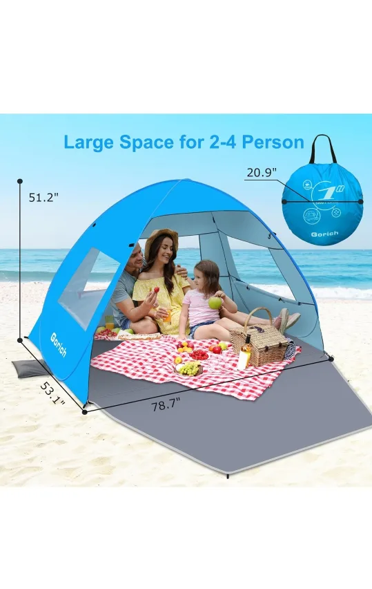 New Gorich Easy Pop Up Beach Tent for 3-4 Person image indicator(2)