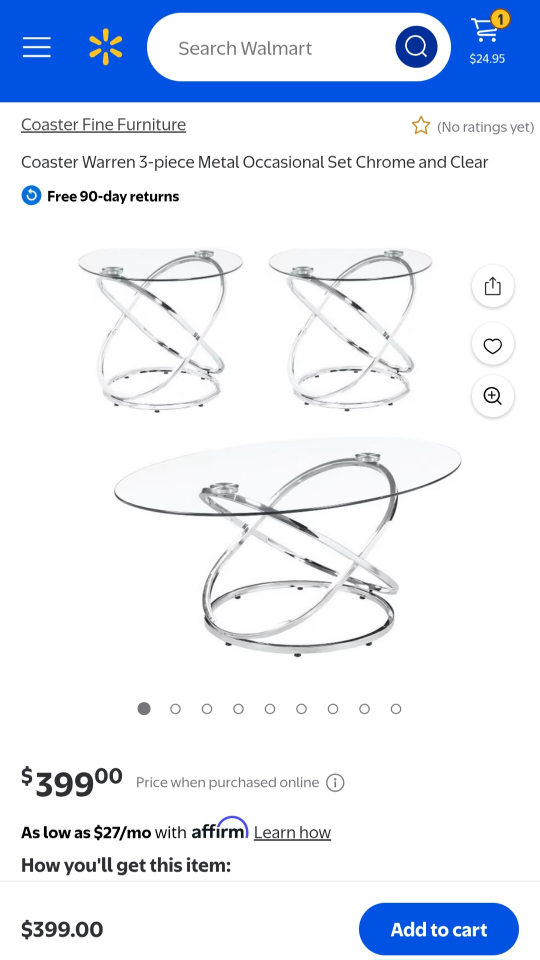 3 piece chrome and glass table set - photo 5