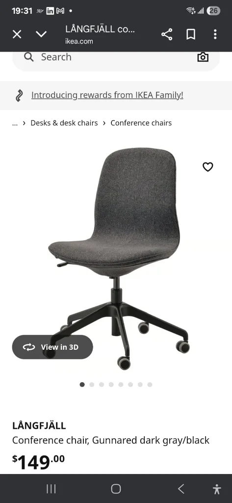 IKEA LÅNGFJÄLL Conference Chair - Dark Grey