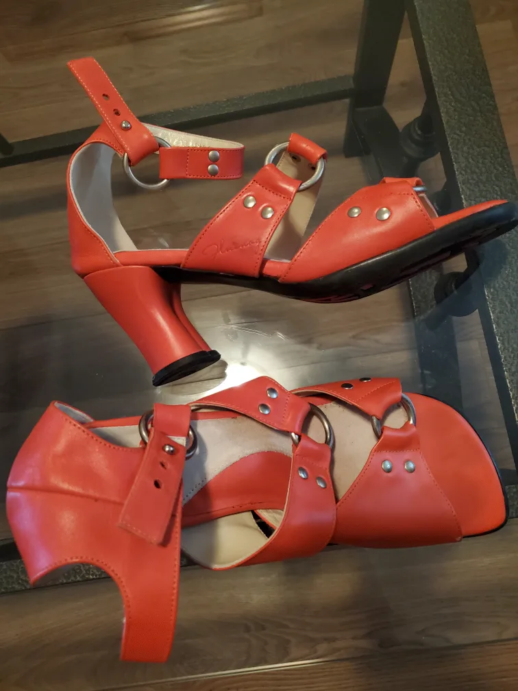 John Fluevog Persimmon Coloured Leather Sandals 11 thumbnail