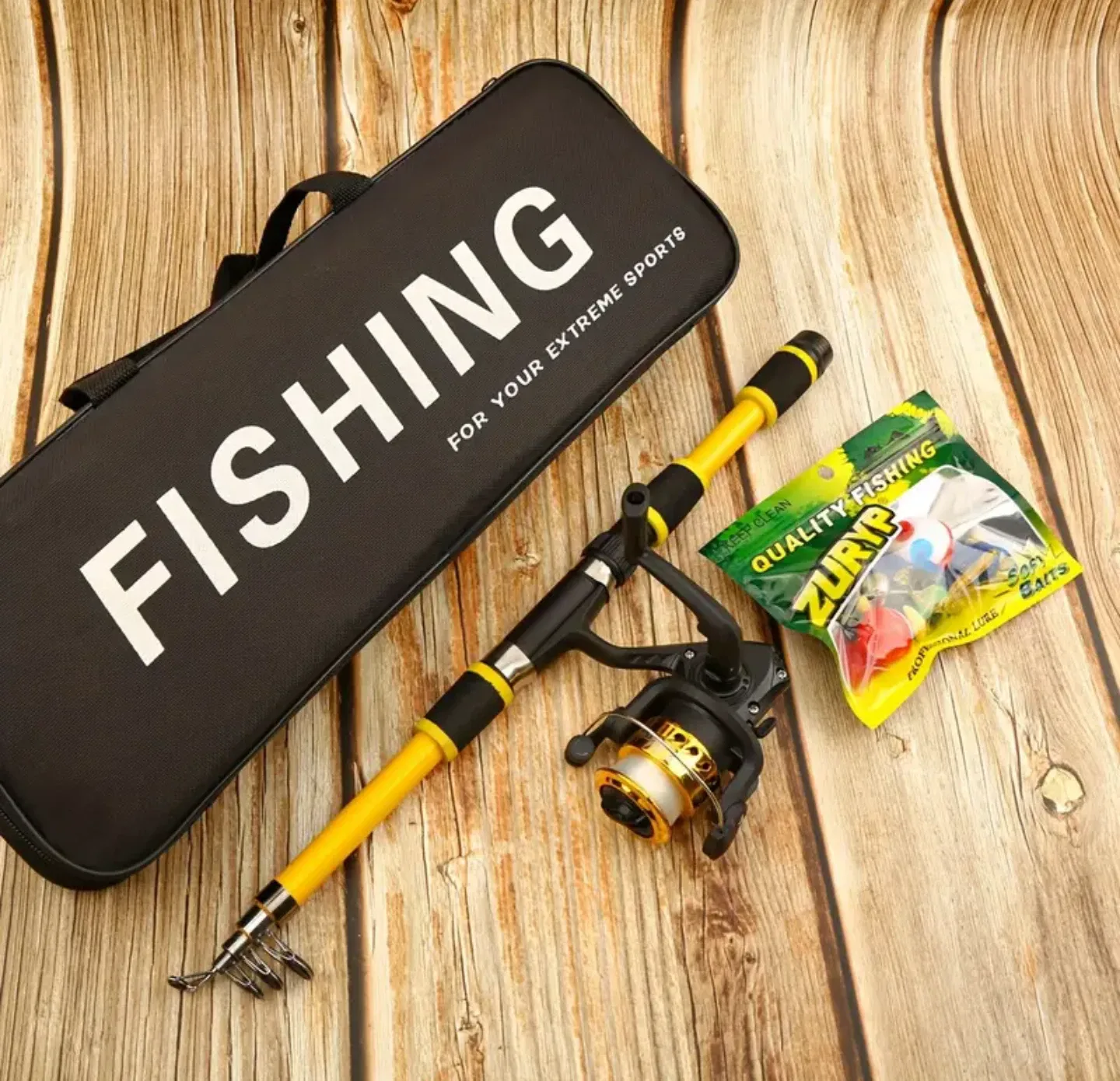 Fishing Rod Combo, NEW, Telescopic, Reel, Line, Carrying Bag image indicator(3)