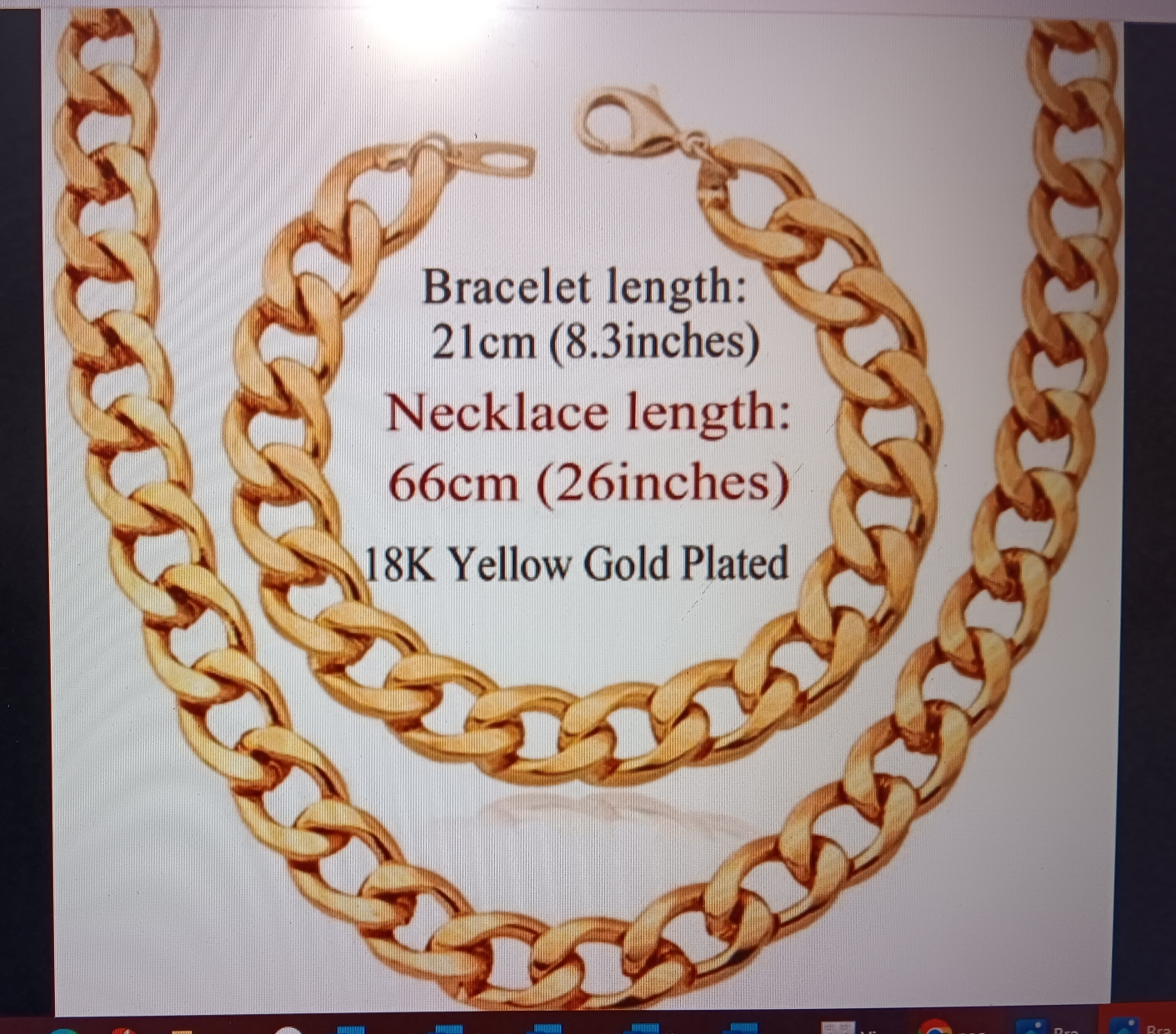 18K Yellow Gold Plated Chain Set
