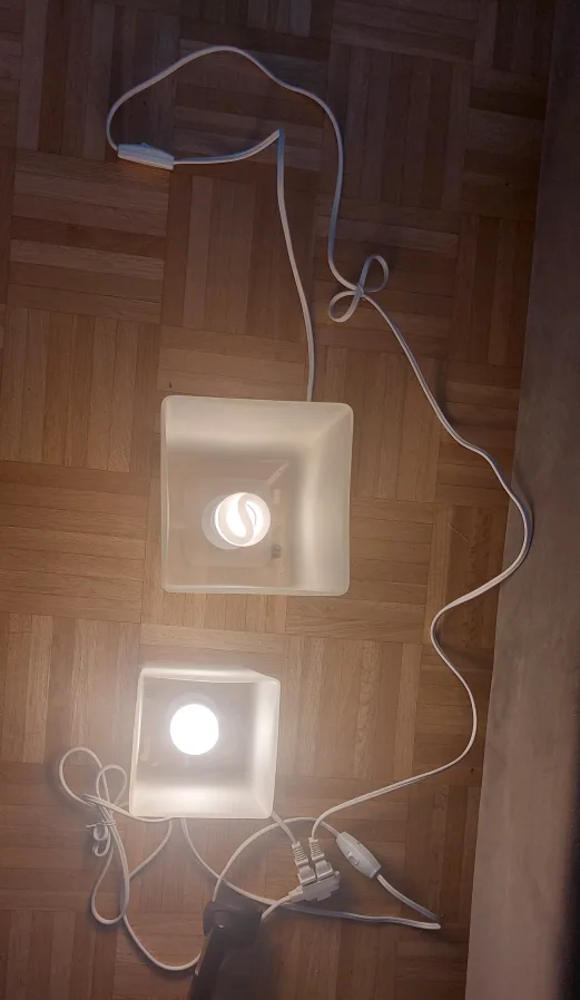 Pair of White Frosted Glass Table Lamps image indicator(5)