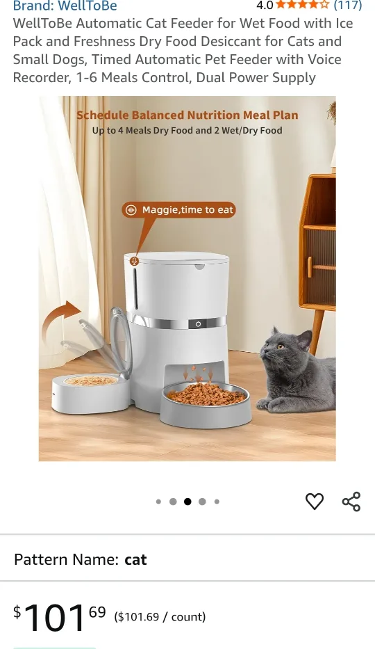 WelltoBe Automatic Cat Feeder - Dual Power thumbnail