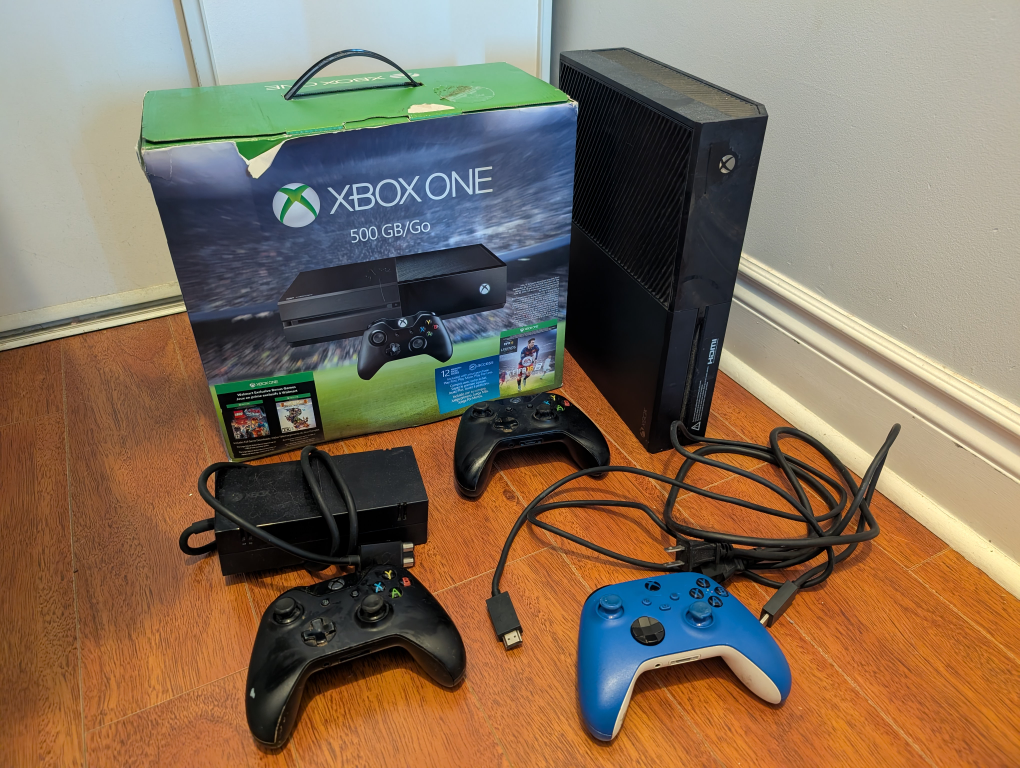 Xbox One with controllers
