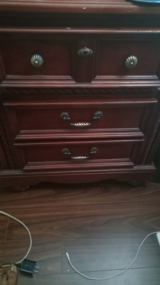 Wood Nightstand with 3 Drawers - photo 2