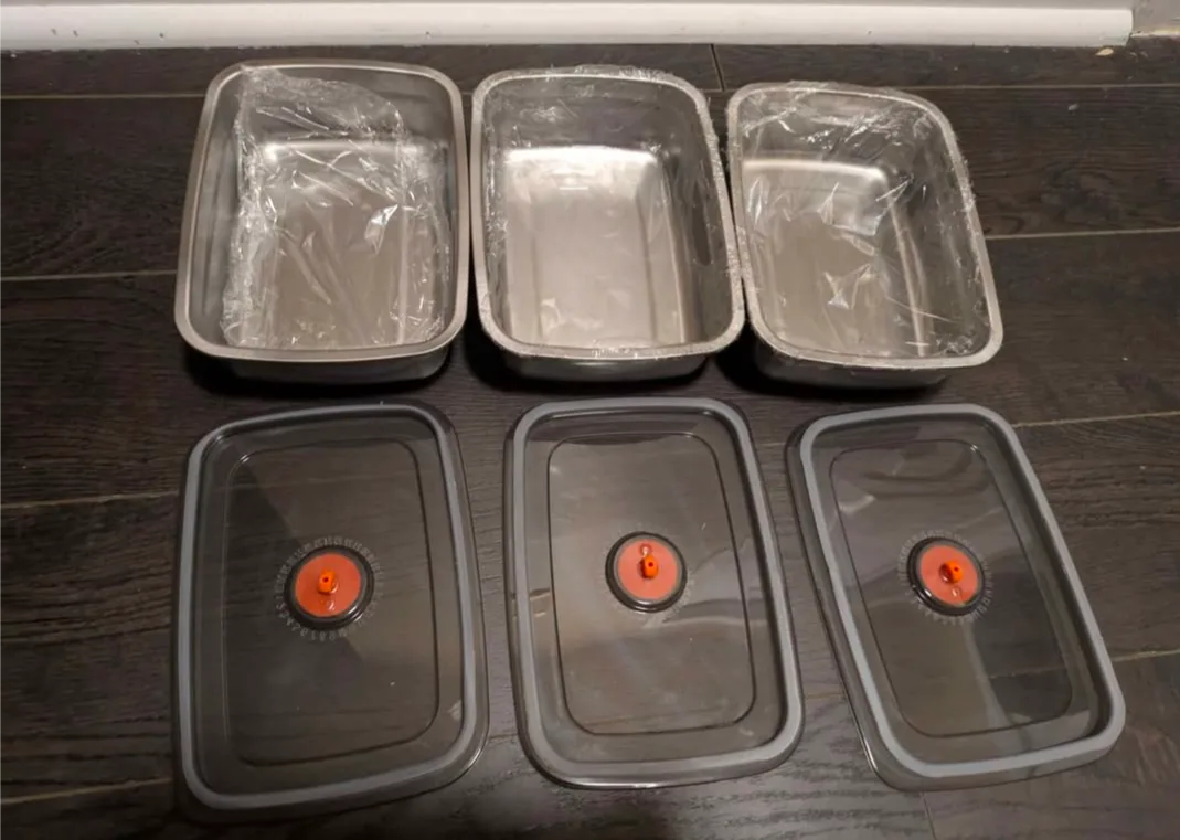 brand new 3 Stainless Steel Food Containers with Lids (Set of 3) image indicator(3)
