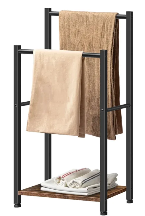 Freestanding Towel Rack, 2 Tier Blanket Ladder Holder thumbnail