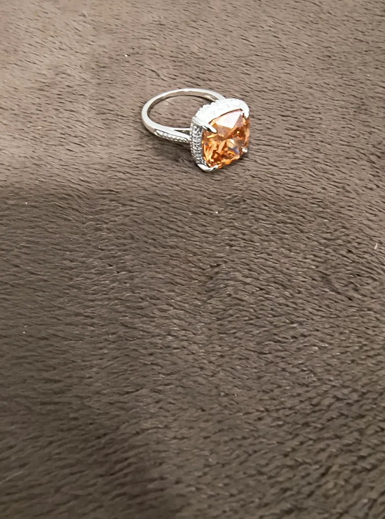 Sterling Silver Citrine Ring Size 7 thumbnail