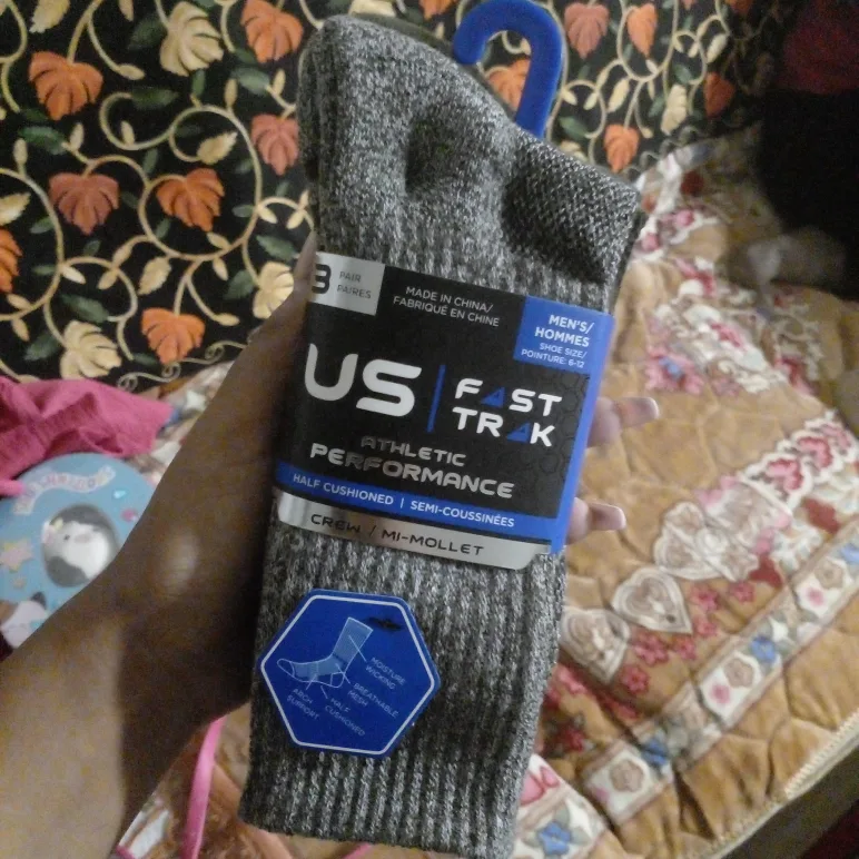 US Fast Trak Men's Crew Socks (Size 6-12) thumbnail