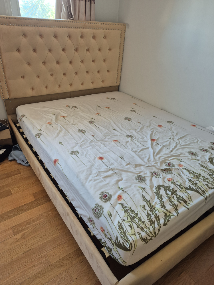 Velvet texture Queen size bed frame