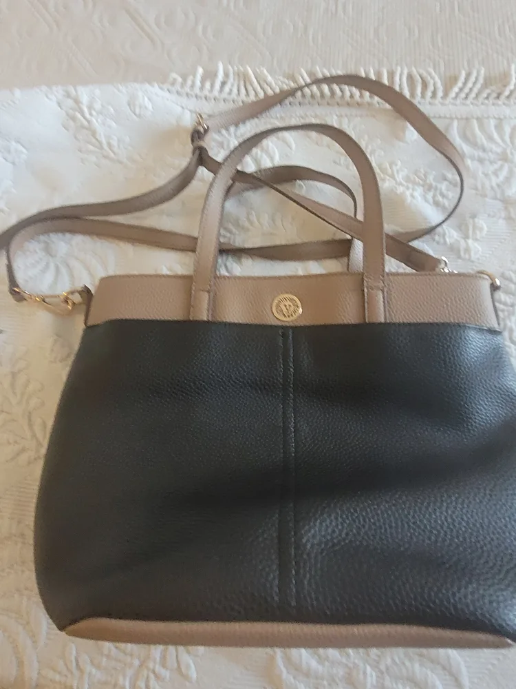 Anne Klein Black & Beige Tote Bag thumbnail