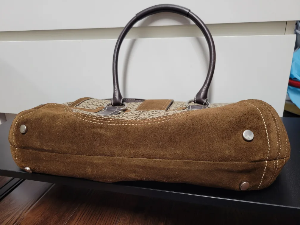 Coach Signature Brown Suede Satchel image indicator(4)