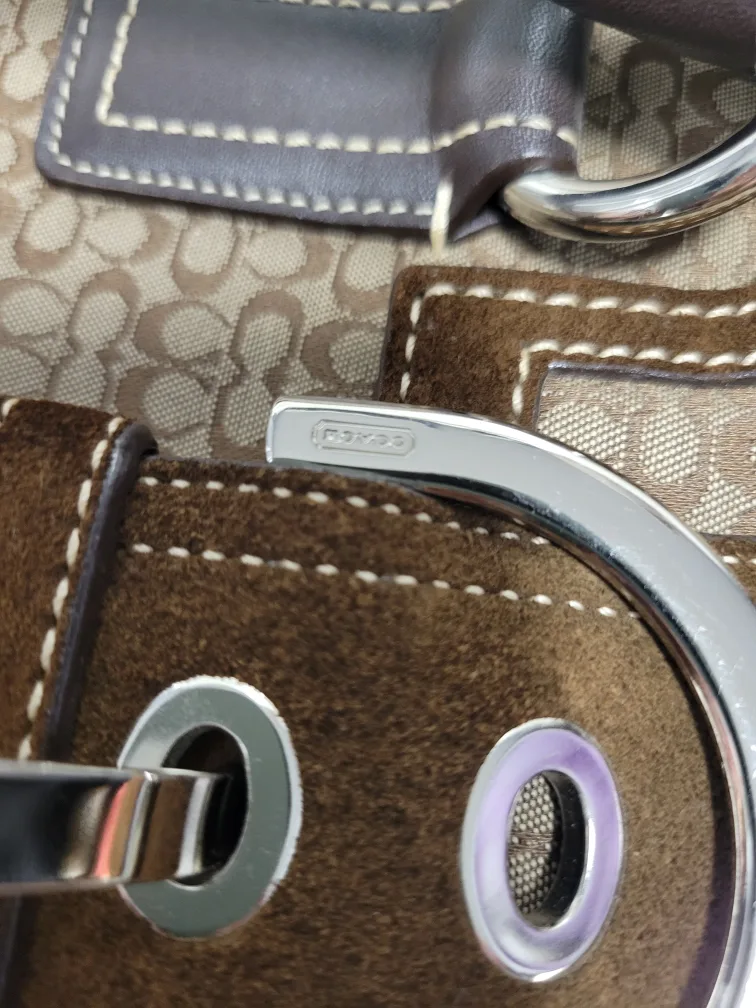 Coach Signature Brown Suede Satchel image indicator(10)