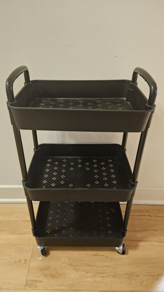 Black 3-Tier Rolling Utility Cart