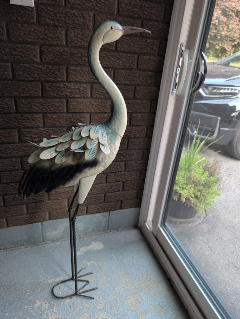 Metal Heron Garden Decor