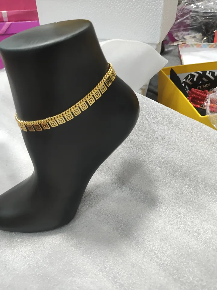 Gold Tone Anklet with Geometric Design image indicator(3)