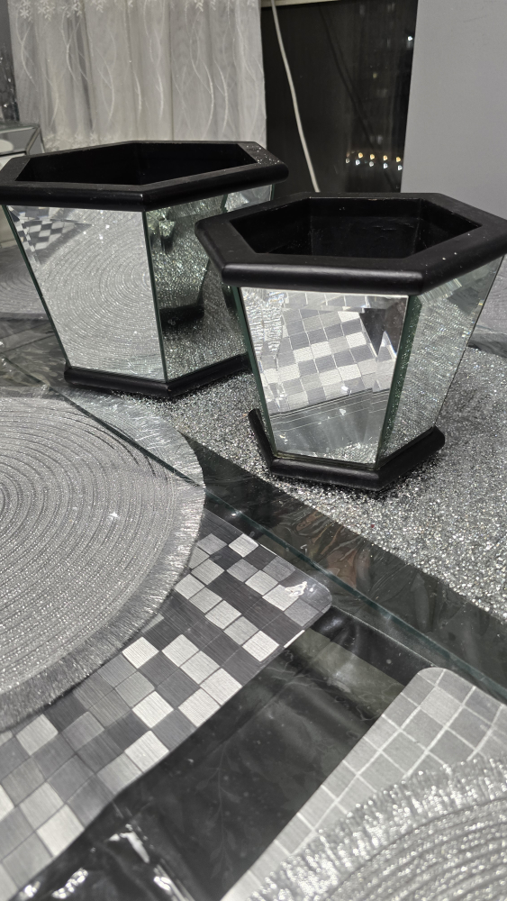 Hexagon Mirrored Vases - Set of Two