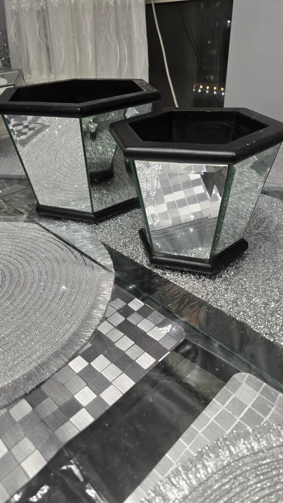 Hexagon Mirrored Vases - Set of Two thumbnail