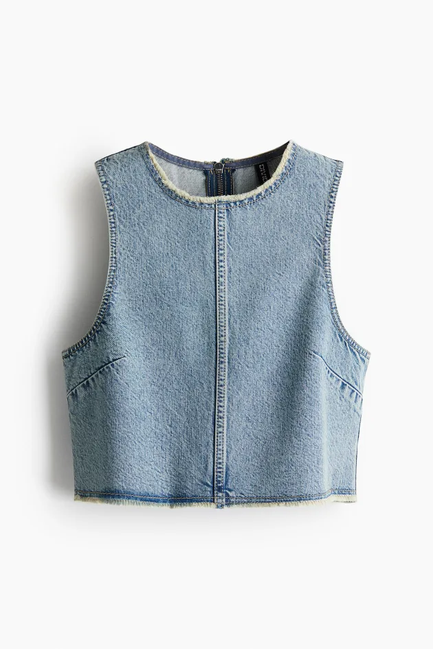 H&M Divided Denim Cropped Top - Size XS thumbnail