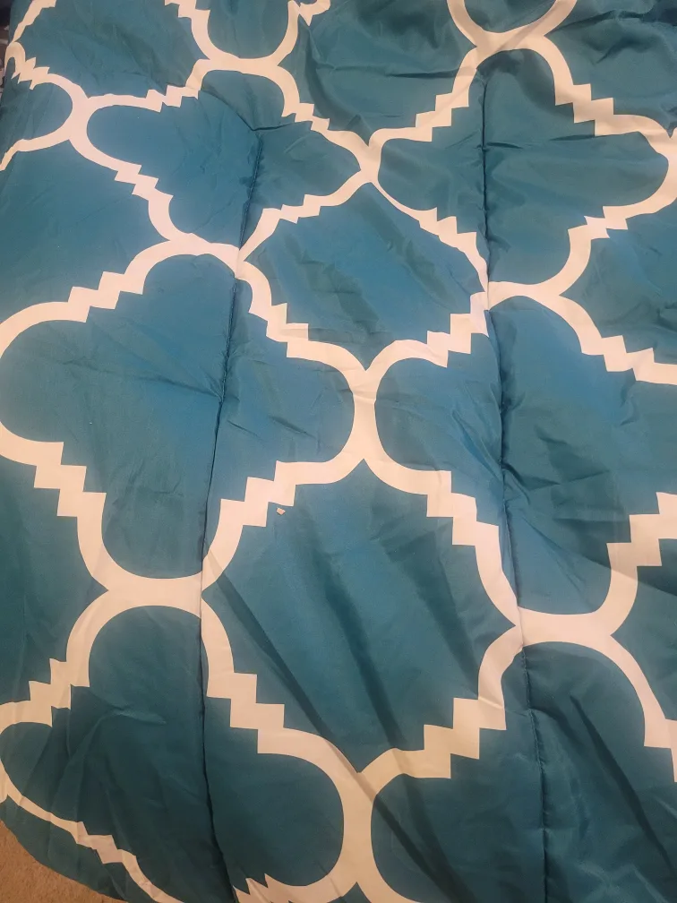 Teal & White Patterned Comforter image indicator(4)