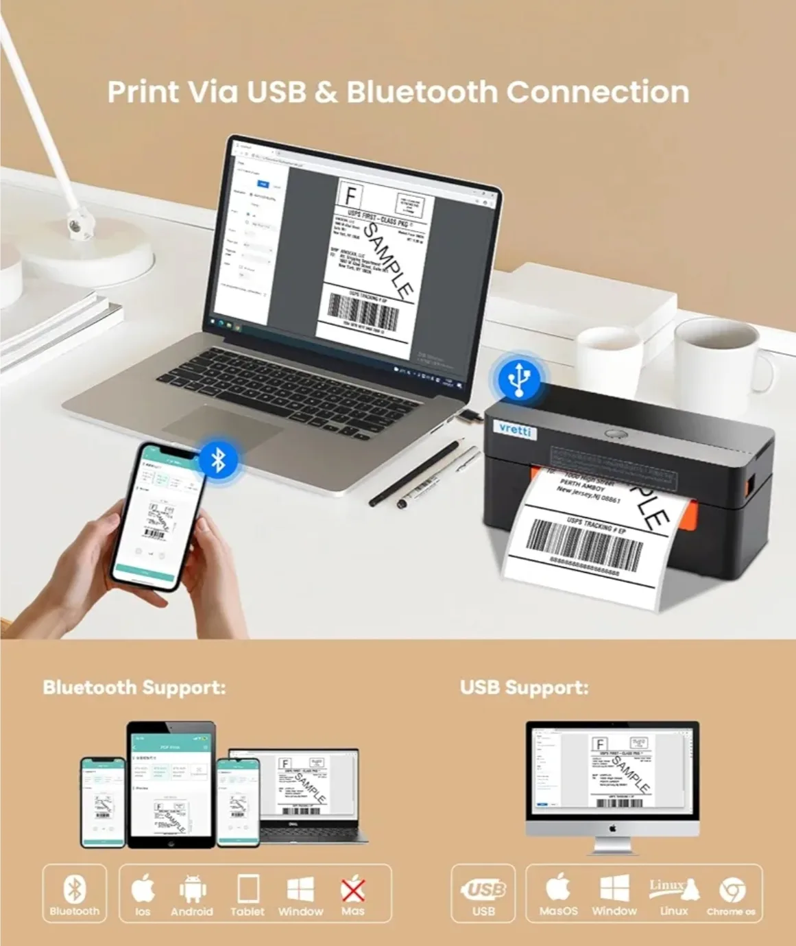 Vretti Label Printer - No Ink/Toner Needed! image indicator(3)
