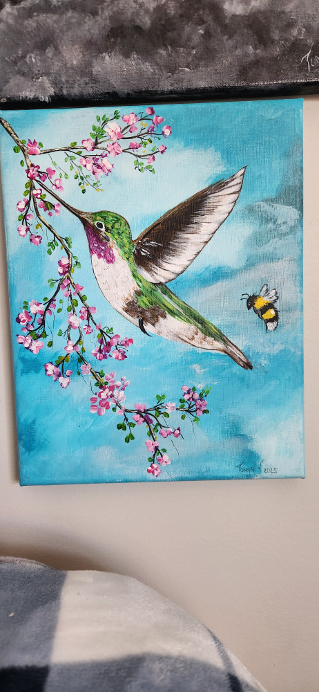 Hummingbird Painting on Canvas