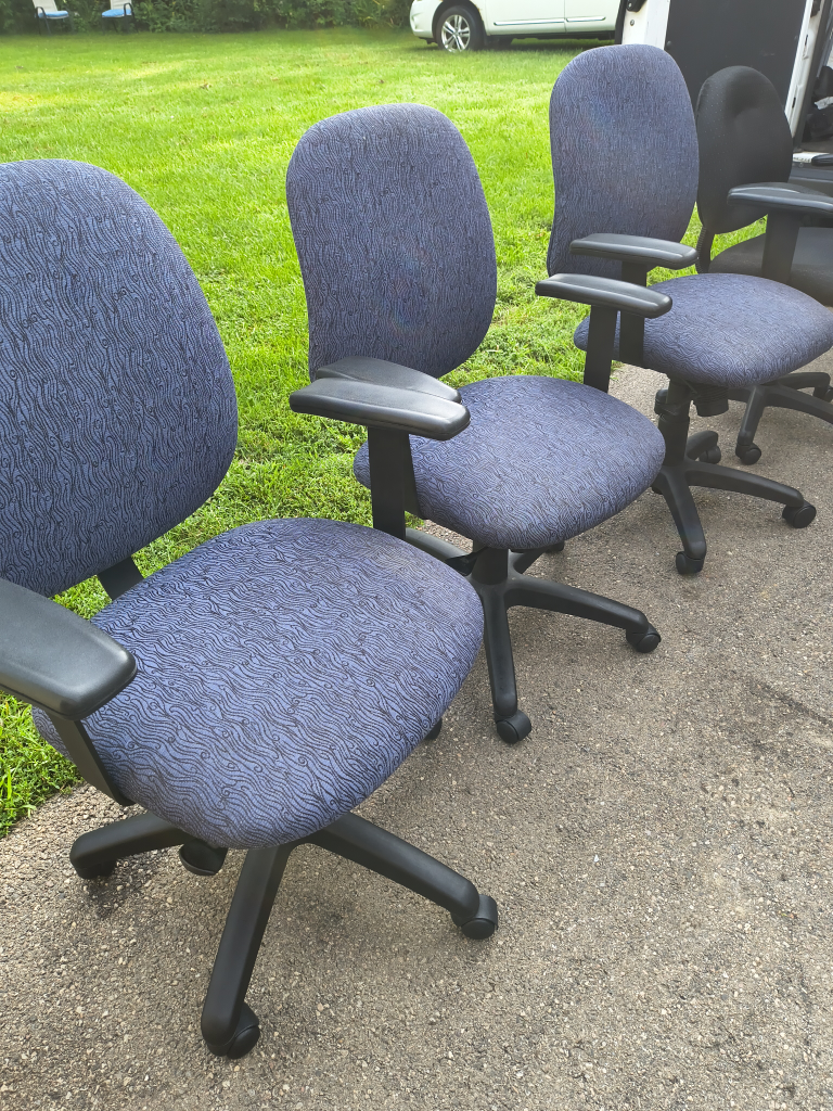 Office Chair - Blue Patterned Fabric