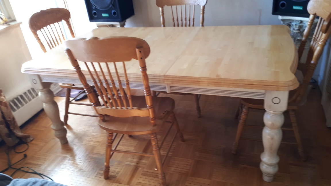 two color solid oak Dining Table with 6 Chairs - photo 3