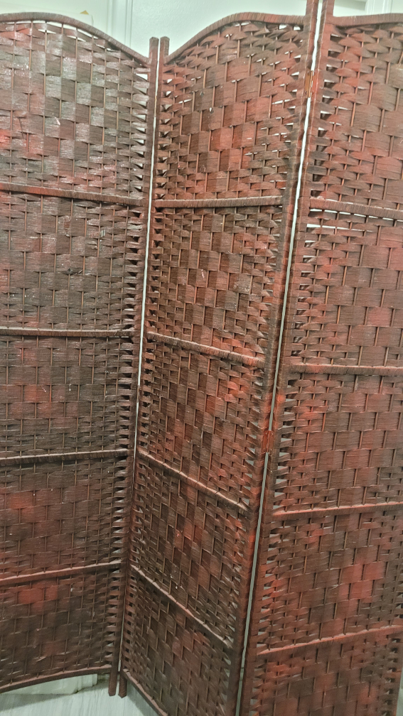 Woven Wooden Room Divider - Brown - photo 4