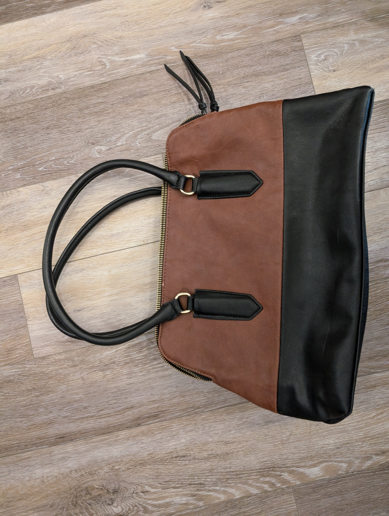 Brown & Black Tote Bag Leather